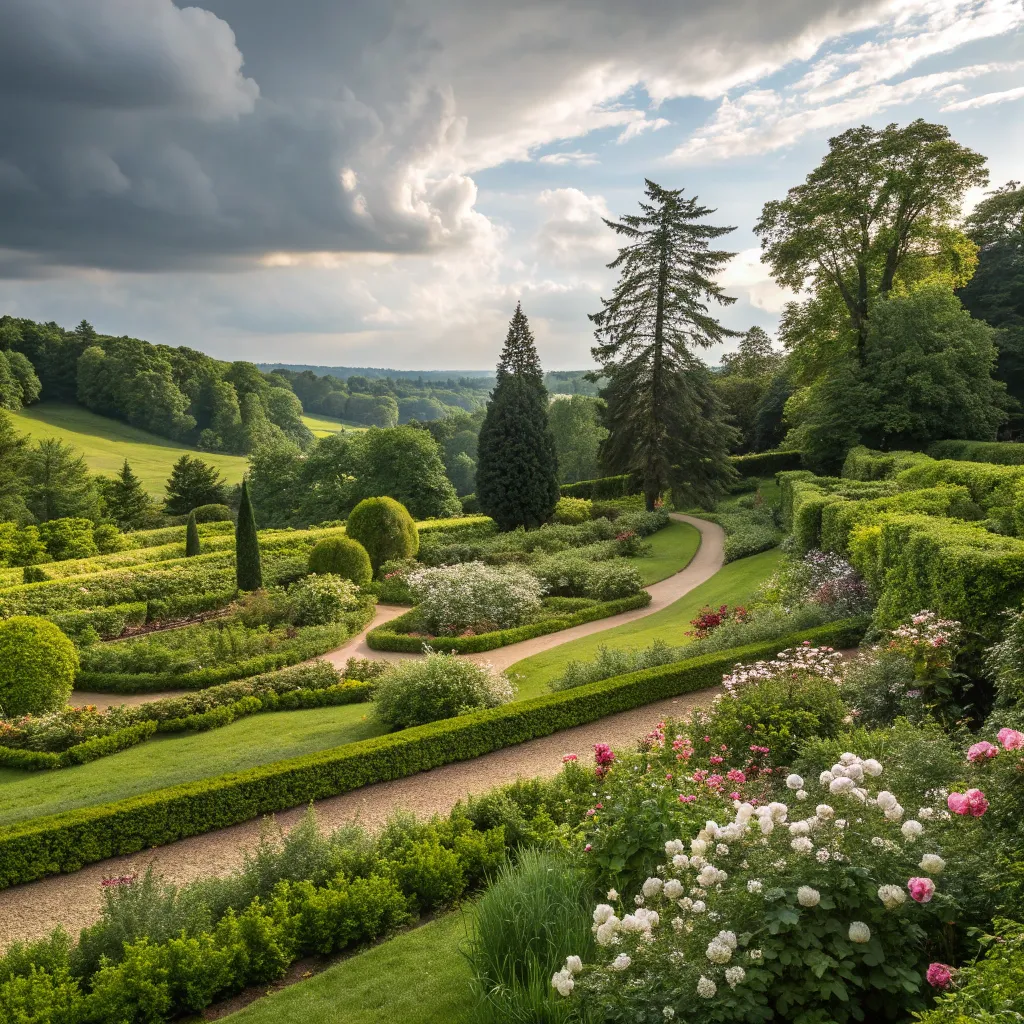 Lush green garden landscape