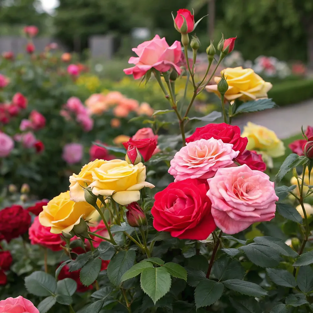 Vibrant Rose Bush Display